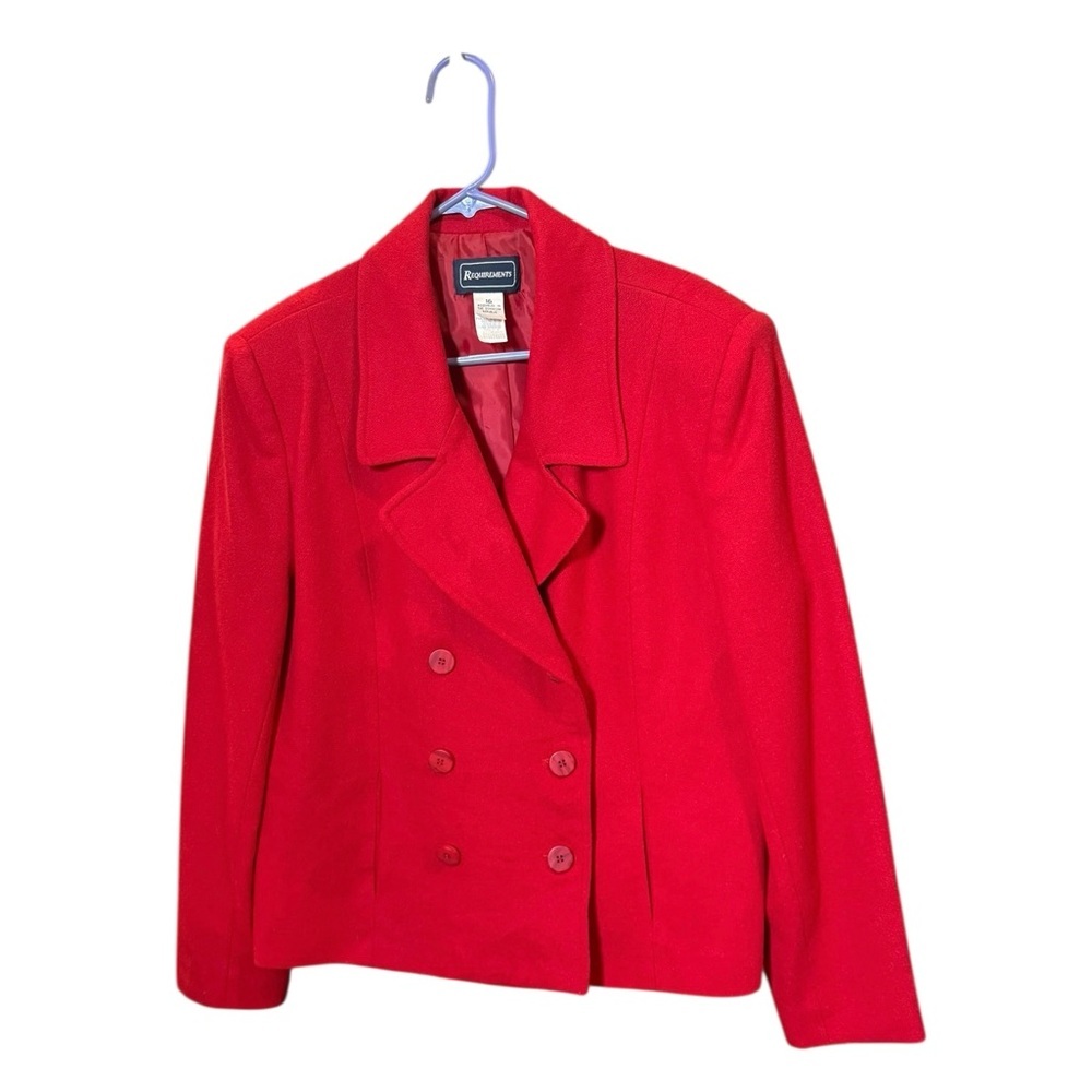 Vintage Requirements 100% Wool Red Short Pea Coat Double-Breasted Women’s 16